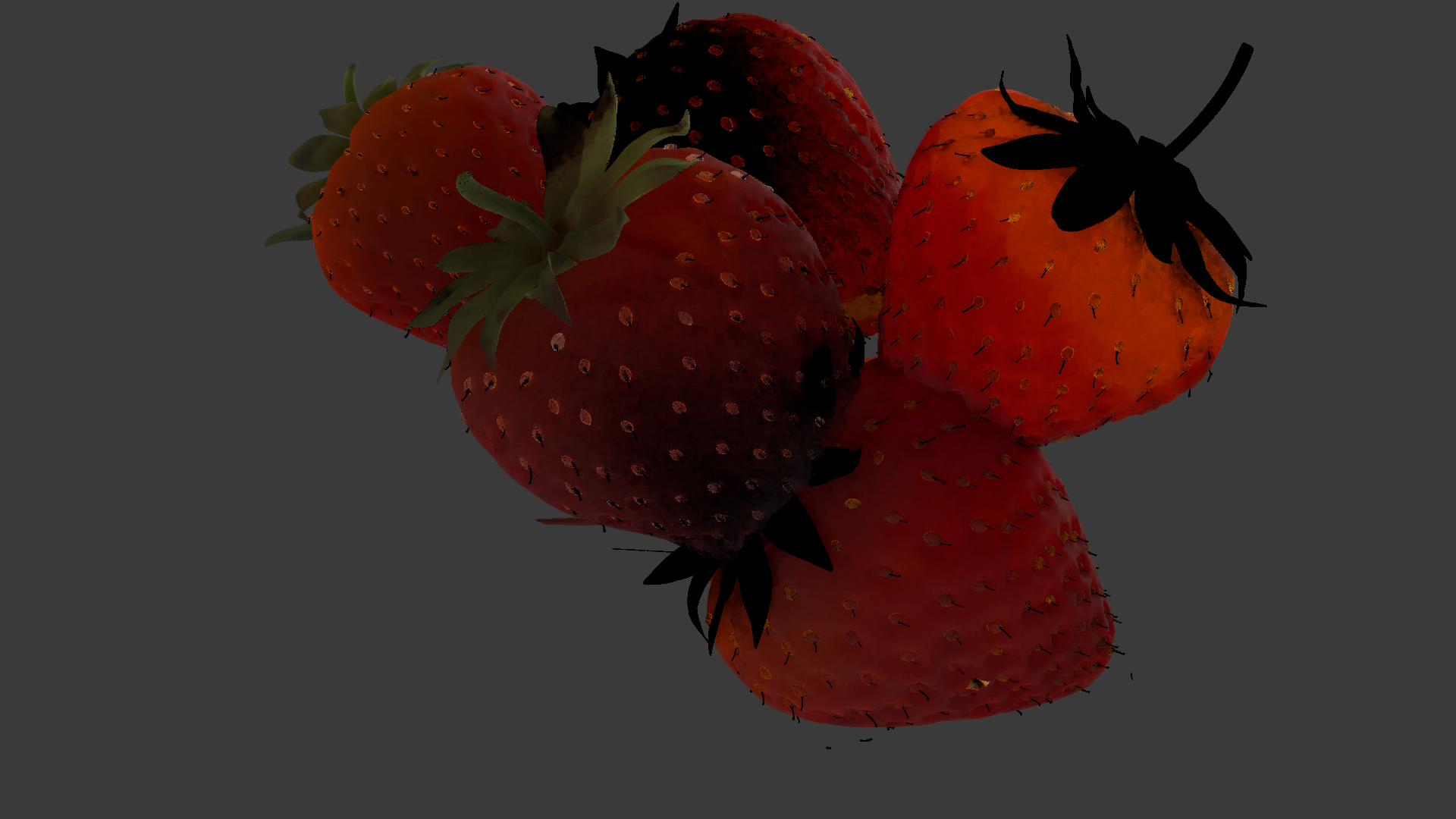 Semi translucent strawberries rendered